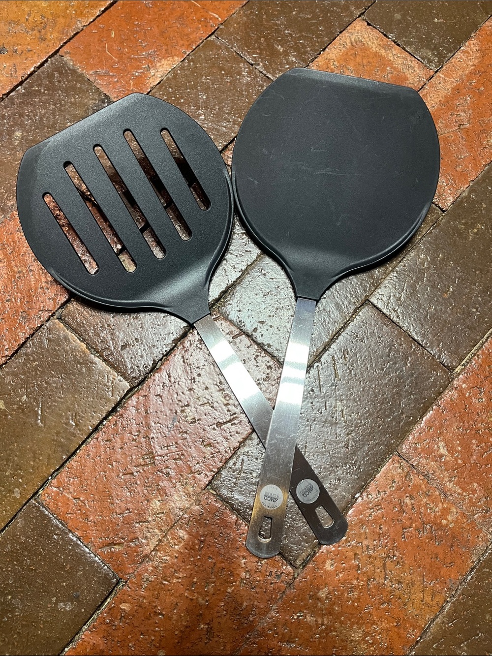 2 Amco Spatulas LARGE 7” wide! Slotted and solid 3282